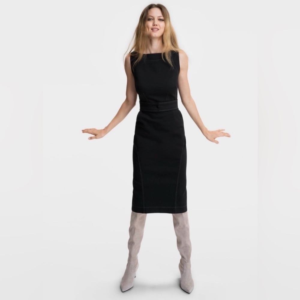 Gap X Zac Posen Gapstudio Seamed Denim Midi Dress NWT 2 LBD Little Black Dress - Picture 6 of 10